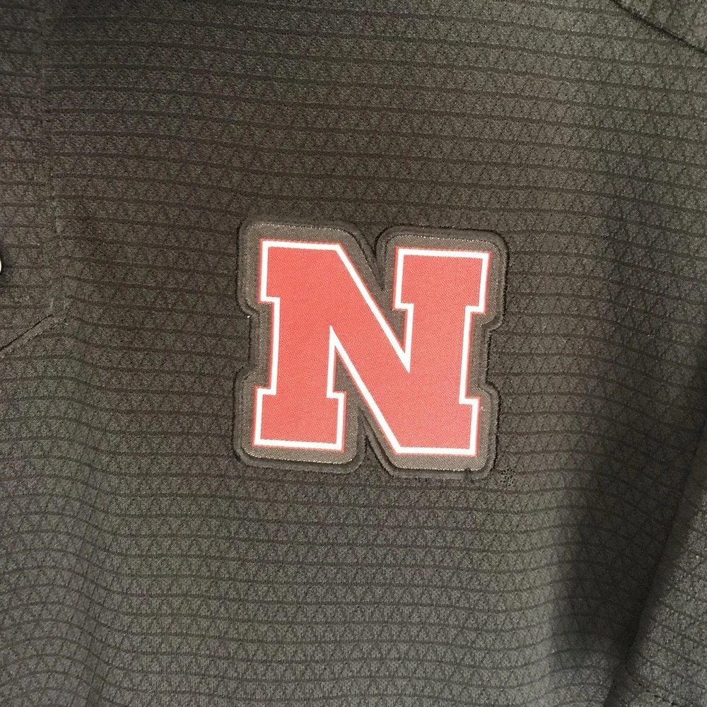 Nebraska Cornhuskers Shirt Mens Large Black NCAA Football Adidas Climalite Polo